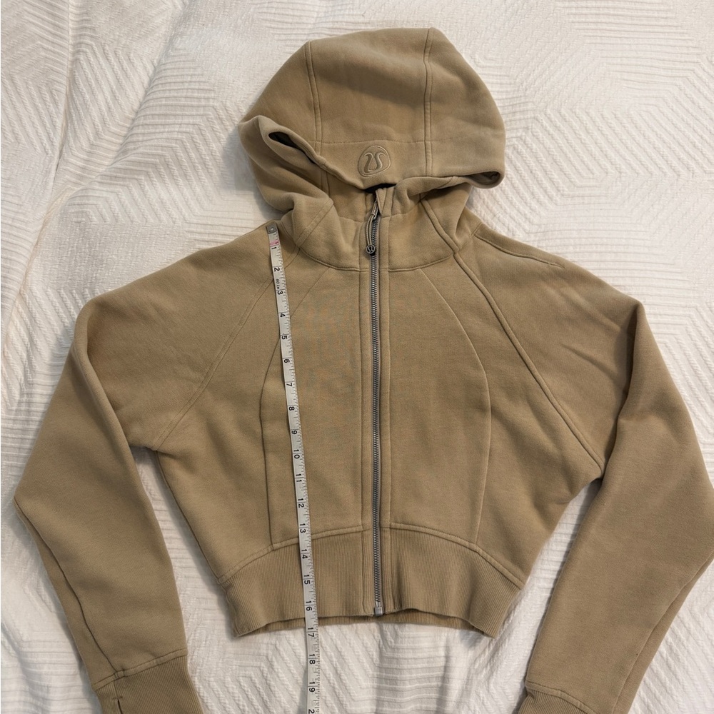 lululemon athletica Scuba Cropped Hooded Zip Jacket in Tan
